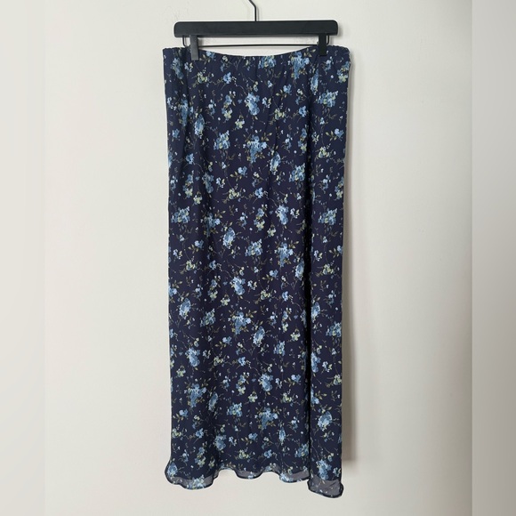 Vintage 90s Y2K Fashion Bug Blue Floral Girlhoodcore Midi Skirt - Picture 4 of 6